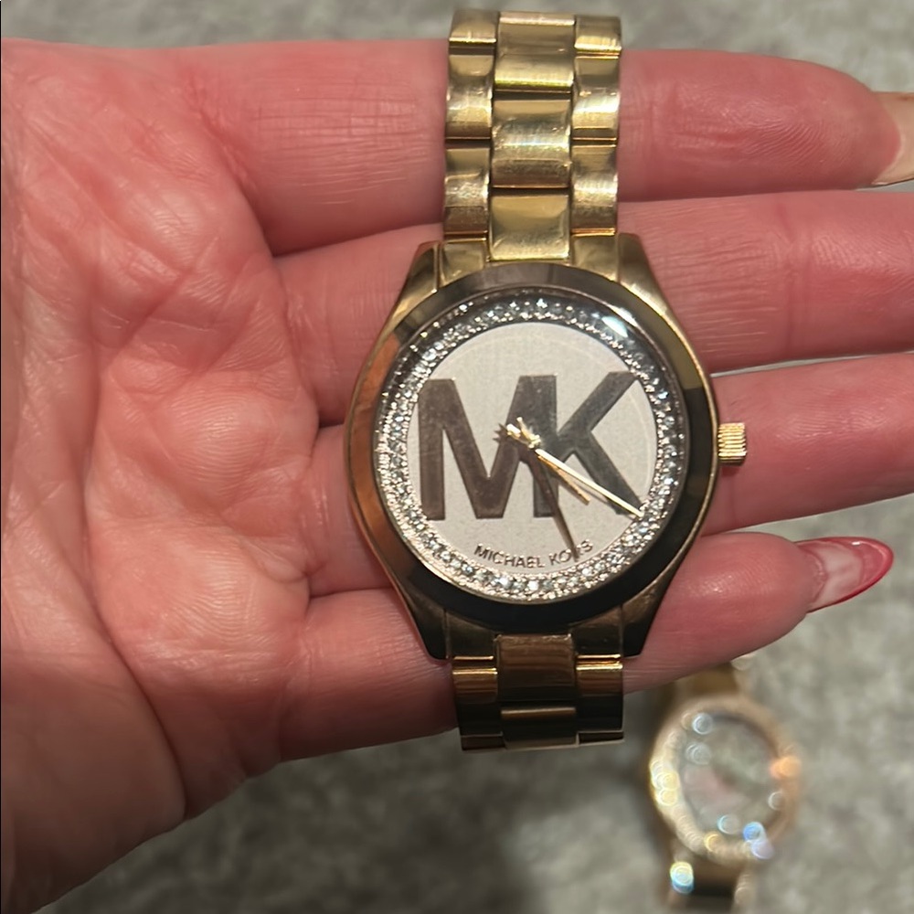 Michael Kors Gold Bracelet Watch with Crystal Detail
